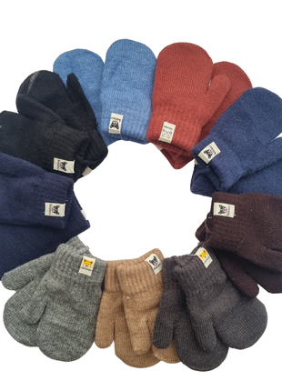 Варежки рукавиці pets 4-8років подвійні на мотузці 9 кольорів1 фото