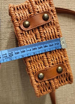 Сумка плетена каркасна на плече маленька сумочка квадрат цегла4 фото