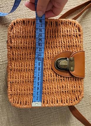 Сумка плетена каркасна на плече маленька сумочка квадрат цегла3 фото