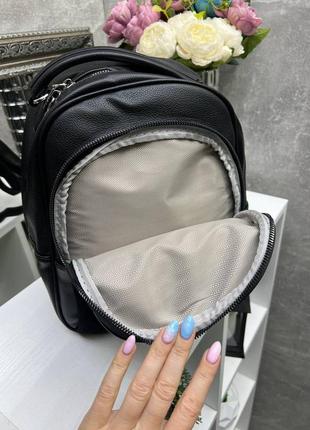 Черный качественный базовый стильный рюкзак натуральная замша искусственная кожа4 фото
