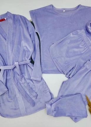 Велюровые пижамы для девочек: 5 предметов2 фото