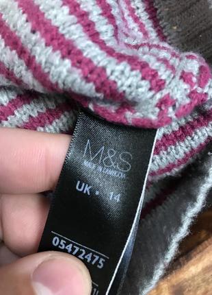 Женская кофта (свитер) с узорами per una (пер уна хлрр идеал оригинал серо-розовая)4 фото