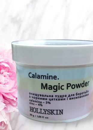 Очищающая пудра для борьбы с черными точками и высыпаниями hollyskin calamine magic powder1 фото