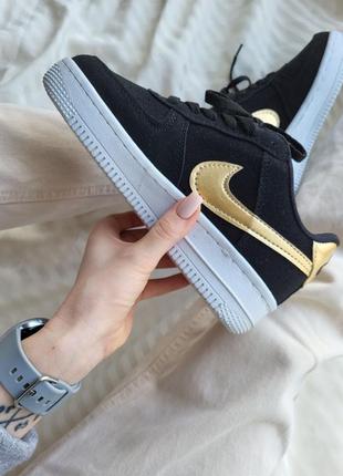 Nike air force 1 black gold5 фото