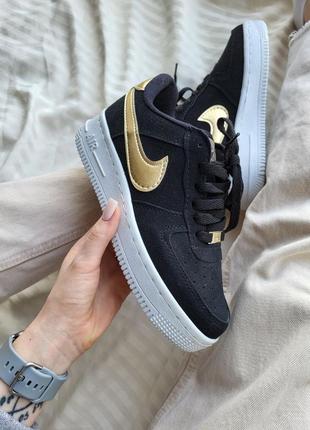 Nike air force 1 black gold3 фото