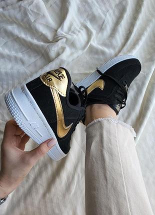 Nike air force 1 black gold4 фото