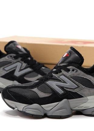 Зимові темно-сірі кросівки new balance 9060 grey winter теплі кросівки нью баланс на хутрі чоловічі та жіночі1 фото