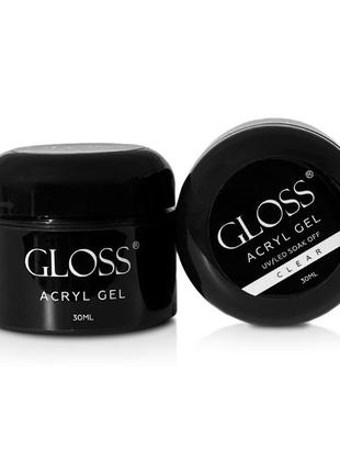 Акрил-гель gloss clear (прозорий) в баночці, 30 мл