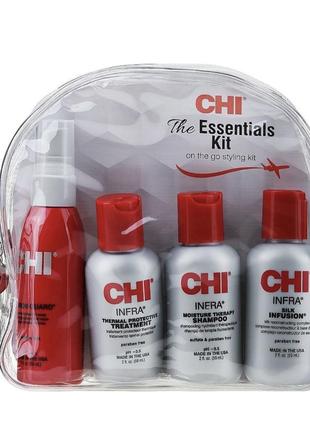 Набір для волосся chi the essentials kit (sh/59ml + cond/59ml + silk/59ml + mist/59ml)