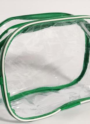Косметичка прозрачная nika torri зелёный2 фото