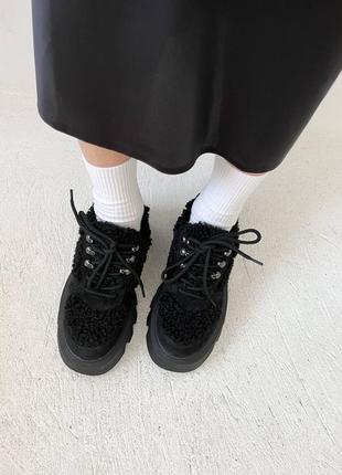 Ботинки тедди кроссовки ботинки в черном и бежевом цвете 😍9 фото
