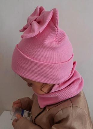 Модний осінній демі комплект для дівчинки шапка та хомут5 фото