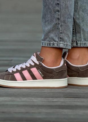 Кросівки жіночі adidas campus brown\rose1 фото