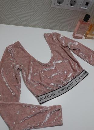 Victoria's secret logo crushed velvet crop top/ велюровый кроп топ3 фото