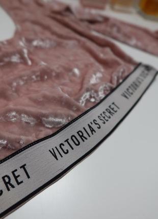 Victoria's secret logo crushed velvet crop top/ велюровый кроп топ5 фото