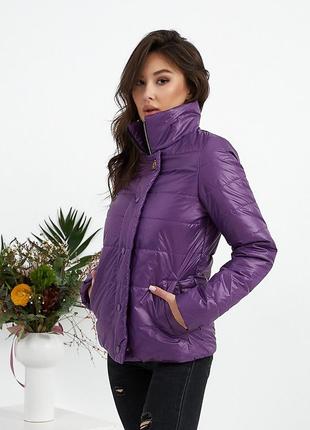 42-52р демисезонная куртка женская короткая осень весна на молнии фиолет серая5 фото