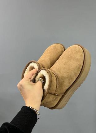 Жіночі уггі на платформі ugg наповнювач овчина4 фото