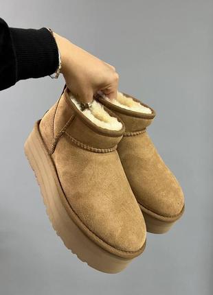 Женские угги на платформе ugg наполнитель овчина9 фото