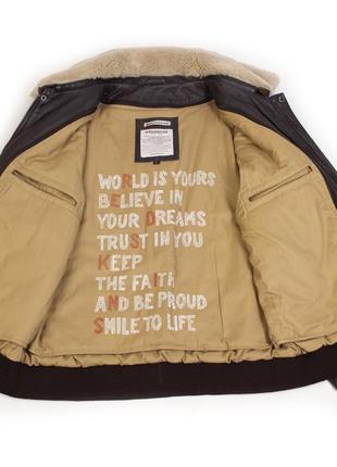 Льотна шкіряна куртка top gun коричнева з підстібкою