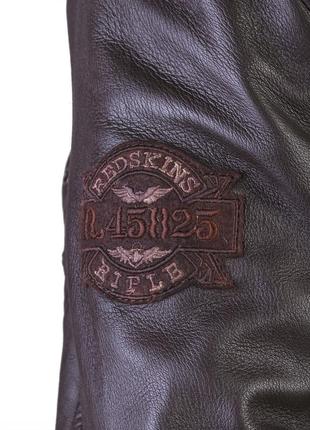 Льотна шкіряна куртка top gun коричнева з підстібкою