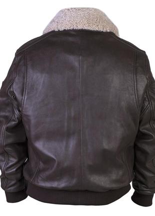 Льотна шкіряна куртка top gun коричнева з підстібкою