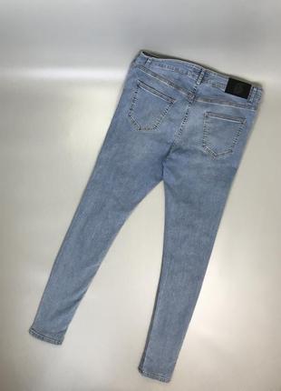 Голубые рваные джинсы dfnd, скинни, обтягивающие, в обтяжку, skinny, slim, стрейчевые, стрейч деним, светлые, брюки, штаны3 фото