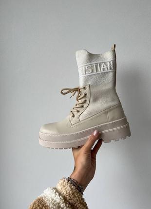 Ботинки диор dior boot beige sock