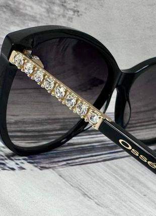 Солнцезащитные очки женские классические с линзами градиент оправа ацетат красивые тонкие дужки с камешками2 фото