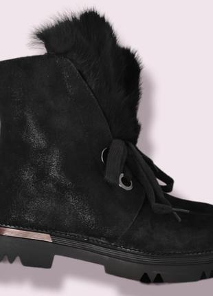 Зимові чорні черевики замшеві цигейка натуральні жіночі9 фото
