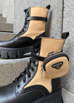 Prada boots zip pocket black/nude premium