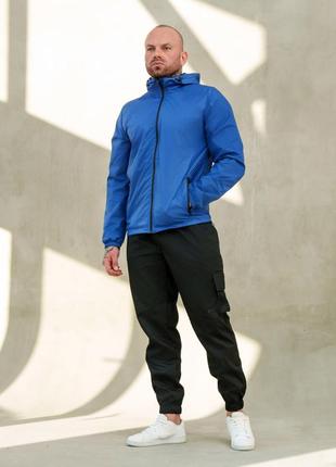 Базовая мужская водоотталкивающая ветровка качественная однотонная куртка осенняя3 фото