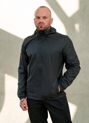 Базова чоловіча водовідштовхуюча вітрівка якісна однотонна куртка осіння3 фото