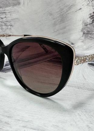 Солнцезащитные очки женские классические с линзами градиент оправа ацетат тонкие дужки с камешками1 фото