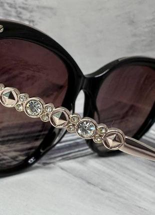 Солнцезащитные очки женские классические с линзами градиент оправа ацетат тонкие дужки с камешками2 фото