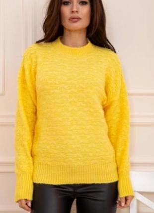 Кофта свитер женская классная красивая желтая теплая красивая1 фото