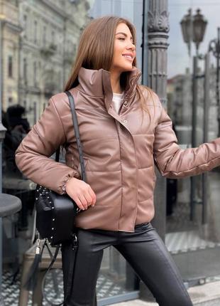 Жіноча стьобана курточка з еко шкіри xs,s,m1 фото