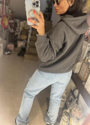 Свитшот-реглан с капюшоном серый 3