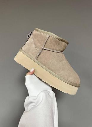 Женские угги ugg ultra mini platform latte suede