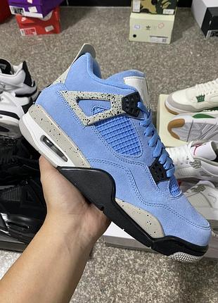 Кроссовки nike air jordan 4 retro university blue aj4 джордан ретро 4 голубые замшевые оригинал