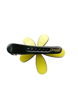Затискач для волосся chaplet paris з жовтою квіткою, французька якість3 фото