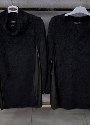 Теплый свитер ,с горлом и без реглан,альпака с кожей,травка,люкс качество,последние 2 штуки.2 фото