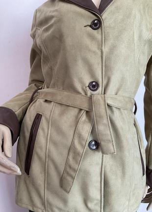 Жакет- курточка с кожей из искусственной замши / l- xl / brend ac4 фото