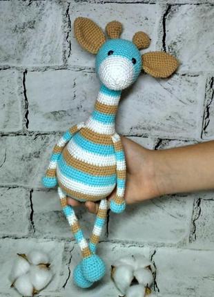 Іграшка в'язана амігурумі жираф смугастик ручна робота2 фото