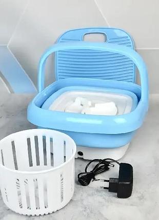 Портативная складная мини-стиральная машина folding washing machine голубая