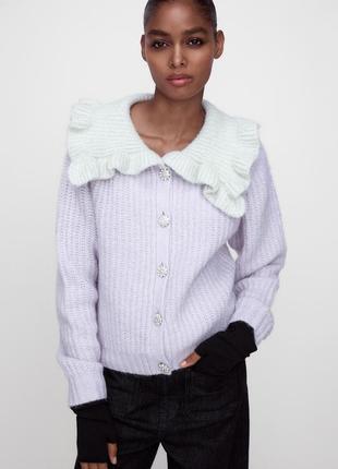 В'язаний об'ємний кардиган із домішкою вовни альпака zara з нових колекцій/7779/
