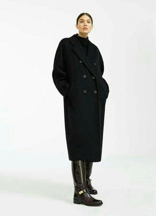 Демісезонне чорне пальто українського виробництва шерстяне кашемір оце в стилі zara mango h&m cos massimo dutti reserved h&m