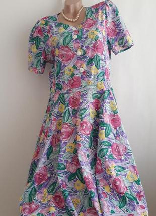 Яскраве  плаття зі спідницею кльош, пишний рукавчик, розмір 14/42, англія1 фото