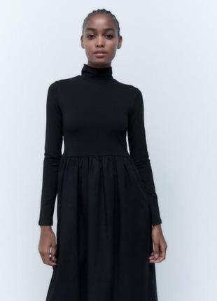 Комбіноване коттонове плаття zara