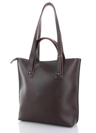 Жіноча сумка-шопер екошкіра, велика містка сумка на кожен день на плече мінді1 фото