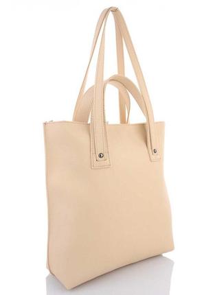 Жіноча сумка-шопер екошкіра, велика містка сумка на кожен день на плече мінді6 фото